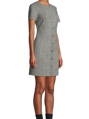 Theory Black & White Houndstooth Shift Dress